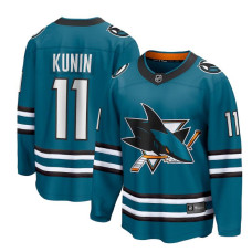 Youth San Jose Sharks Kunin,Luke - 11 Teal Home Breakaway Authentic Jersey