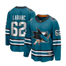 Youth San Jose Sharks Labanc,Kevin - 62 Teal Home Breakaway Replica Jersey