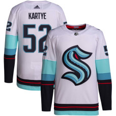 Youth Seattle Kraken Kartye,Tye - 52 White Away Breakaway Replica Jersey