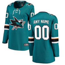 Women CUSTOM San Jose Sharks Teal Home Breakaway Authentic Jersey