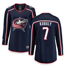 Women Columbus Blue Jackets Kuraly,Sean - 7 Branded Navy Breakaway Home Replica Jersey