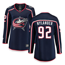 Women Columbus Blue Jackets Nylander,Alex - 92 Branded Navy Breakaway Home Replica Jersey