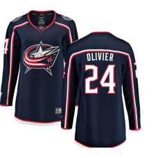 Women Columbus Blue Jackets Olivier,Mathieu - 24 Branded Navy Breakaway Home Replica Jersey