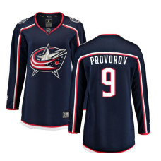 Women Columbus Blue Jackets Provorov,Ivan - 9 Branded Navy Breakaway Home Replica Jersey