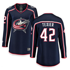 Women Columbus Blue Jackets Texier,Alexandre - 42 Branded Navy Breakaway Home Replica Jersey