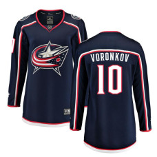 Women Columbus Blue Jackets Voronkov,Dmitri - 10 Branded Navy Breakaway Home Replica Jersey