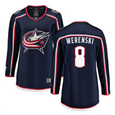 Women Columbus Blue Jackets Werenski,Zach - 8 Branded Navy Breakaway Home Replica Jersey