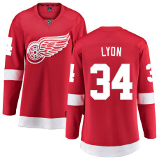 Women Detroit Red Wings Lyon,Alex - 34 Red Home Breakaway Replica Jersey