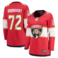 Women Florida Panthers Bobrovsky,Sergei - 72 Red Home Breakaway Replica Jersey with 2024 Stanley Cup Champions patch