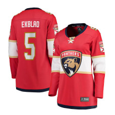 Women Florida Panthers Ekblad,Aaron - 5 Red Home Breakaway Replica Jersey with 2024 Stanley Cup Champions patch