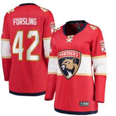 Women Florida Panthers Forsling,Gustav - 42 Red Home Breakaway Authentic Jersey with 2024 Stanley Cup Champions patch