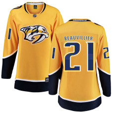 Women Nashville Predators Beauvillier,Anthony - 21 Gold Home Breakaway Authentic Jersey