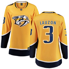 Women Nashville Predators Lauzon,Jeremy - 3 Gold Home Breakaway Authentic Jersey