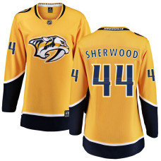 Women Nashville Predators Sherwood,Kiefer - 44 Gold Home Breakaway Authentic Jersey