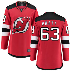 Women New Jersey Devils Bratt,Jesper - 63 Red Home Breakaway Replica Jersey