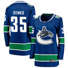 Women Vancouver Canucks Demko,Thatcher - 35 Royal Home Primegreen Replica Jersey