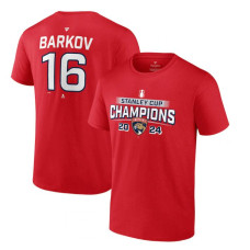 Men's Florida Panthers Aleksander Barkov Fanatics Red 2024 Stanley Cup Champions Power Name & Number T-Shirt