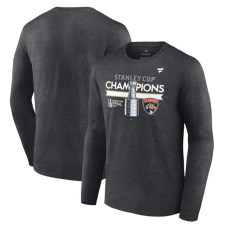 Men's Florida Panthers Fanatics Heather Charcoal 2024 Stanley Cup Champions Locker Room Long Sleeve T-Shirt