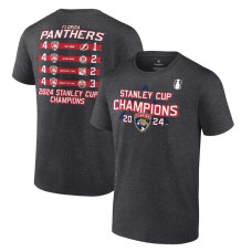 Men's Florida Panthers Fanatics Heather Charcoal 2024 Stanley Cup Champions Schedule T-Shirt