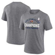 Men's Florida Panthers Fanatics Heather Gray 2024 Stanley Cup Champions Rush Tri-Blend T-Shirt