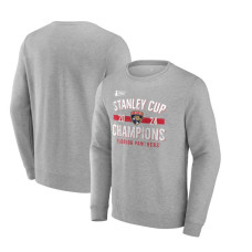 Men's Florida Panthers Fanatics Steel 2024 Stanley Cup Champions Throwback Fleece Pullover Sweatshirt