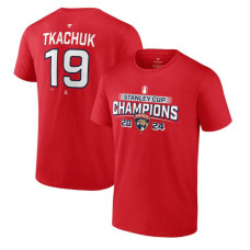 Men's Florida Panthers Matthew Tkachuk Fanatics Red 2024 Stanley Cup Champions Power Name & Number T-Shirt