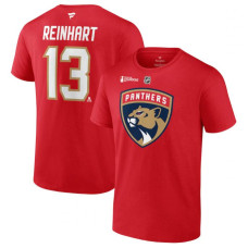 Men's Florida Panthers Sam Reinhart Fanatics Red 2024 Stanley Cup Champions Authentic Stack Name & Number T-Shirt