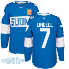 Finland Team 2016 World Cup of Hockey #7 Esa Lindell Blue Premier Jersey