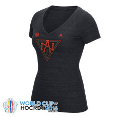 Women's 2016 World Cup of Hockey North America Team Adidas Black Primary Logo Tri-Blend V-Neck T-Shirt