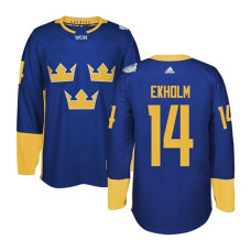 2016 World Cup of Hockey Sweden Team #14 Mattias Ekholm Blue Premier Jersey