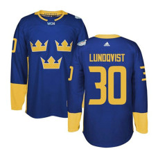 2016 World Cup of Hockey Sweden Team #30 Henrik Lundqvist Blue Premier Jersey