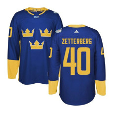 2016 World Cup of Hockey Sweden Team #40 Henrik Zetterberg Blue Premier Jersey