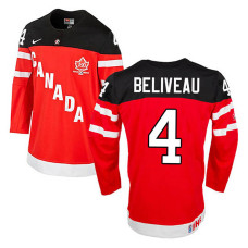 Canada Team Jean Beliveau #4 Red 100th Anniversary Olympic Jersey