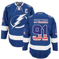 Tampa Bay Lightning Steven Stamkos #91 Blue National Flag Home Jersey