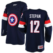 USA Team Derek Stepan #12 Navy Blue Captain Jersey