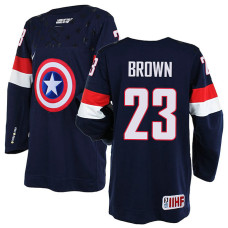 USA Team Dustin Brown #23 Navy Blue Captain Jersey