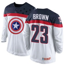 USA Team Dustin Brown #23 White Captain Jersey