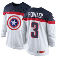 USA Team Cam Fowler #3 White Captain Jersey