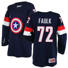 USA Team Justin Faulk #72 Navy Blue Captain Jersey