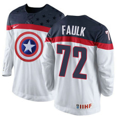 USA Team Justin Faulk #72 White Captain Jersey