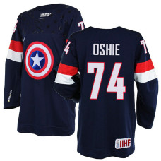 USA Team T. J. Oshie #74 Navy Blue Captain Jersey