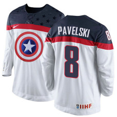 USA Team Joe Pavelski #8 White Captain Jersey