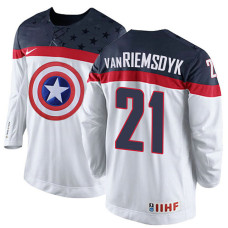 USA Team James van Riemsdyk #21 White Captain Jersey