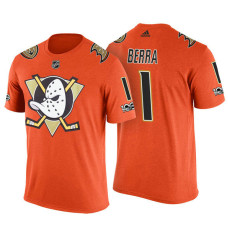 Anaheim Ducks #1 Reto Berra Orange Adidas Player T-shirt