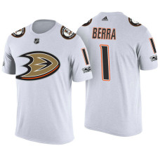 Anaheim Ducks #1 Reto Berra White Adidas Player T-shirt