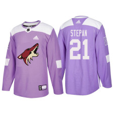 Arizona Coyotes #21 Derek Stepan Purple Hockey Fights Cancer Authentic Jersey