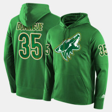 Arizona Coyotes #35 Louis Domingue Green St. Patrick Day Pullover Hoodie