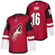 Arizona Coyotes #16 Max Domi Maroon 2018 New Season Home Authentic Jersey With Anniversary Patch