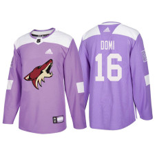 Arizona Coyotes #16 Max Domi Purple Hockey Fights Cancer Authentic Jersey