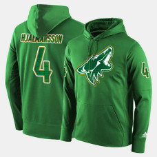 Arizona Coyotes #4 Niklas Hjalmarsson Green St. Patrick Day Pullover Hoodie